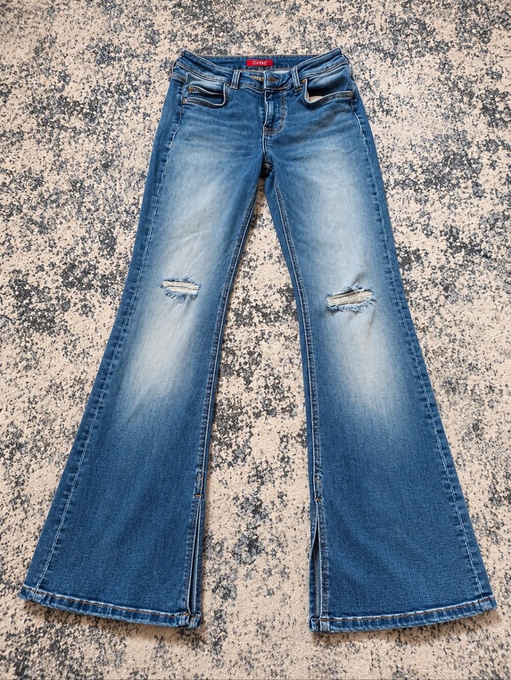 Guess Blue Distressed Flare Jeans